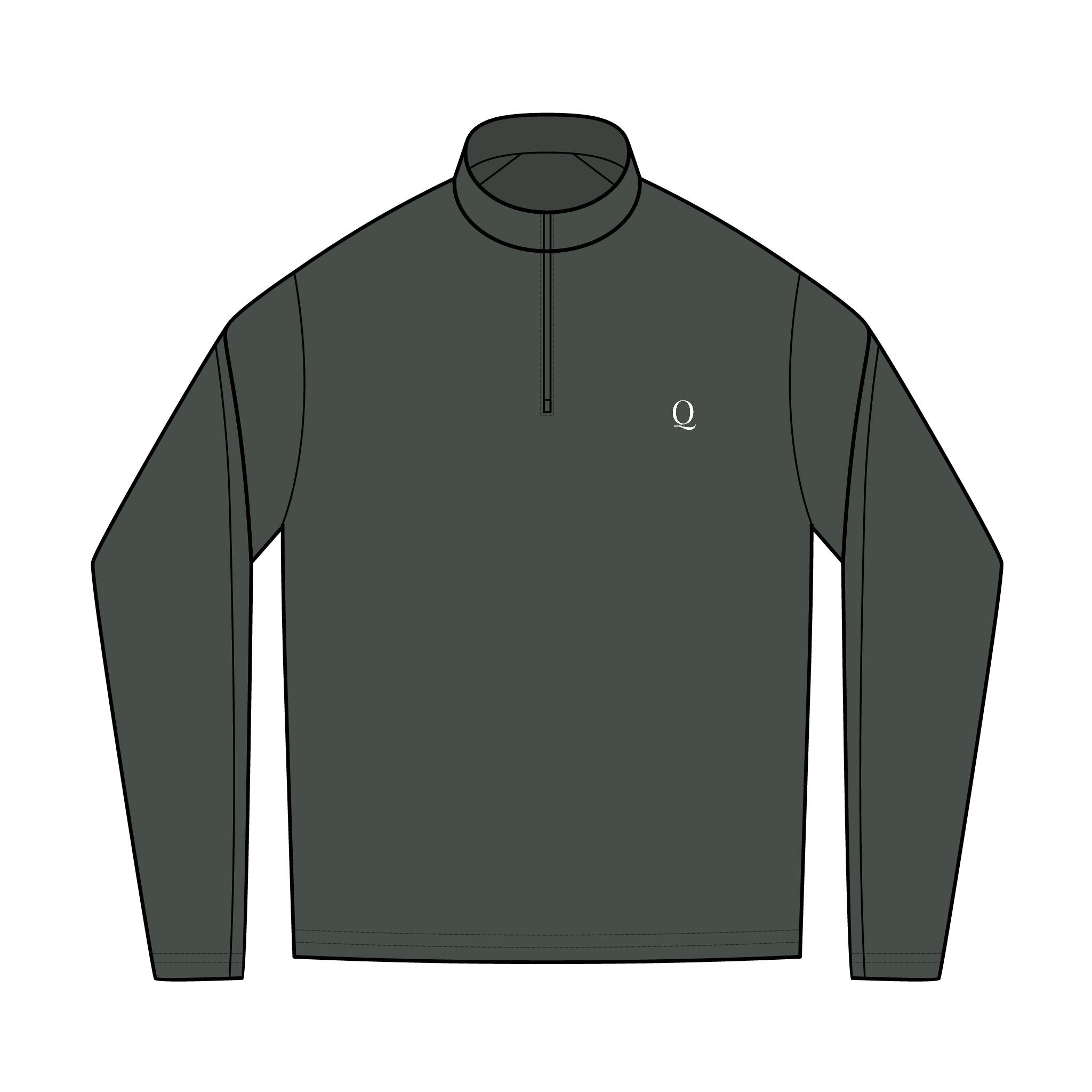 Embroidered Rayon Quarter Zipper Pullover