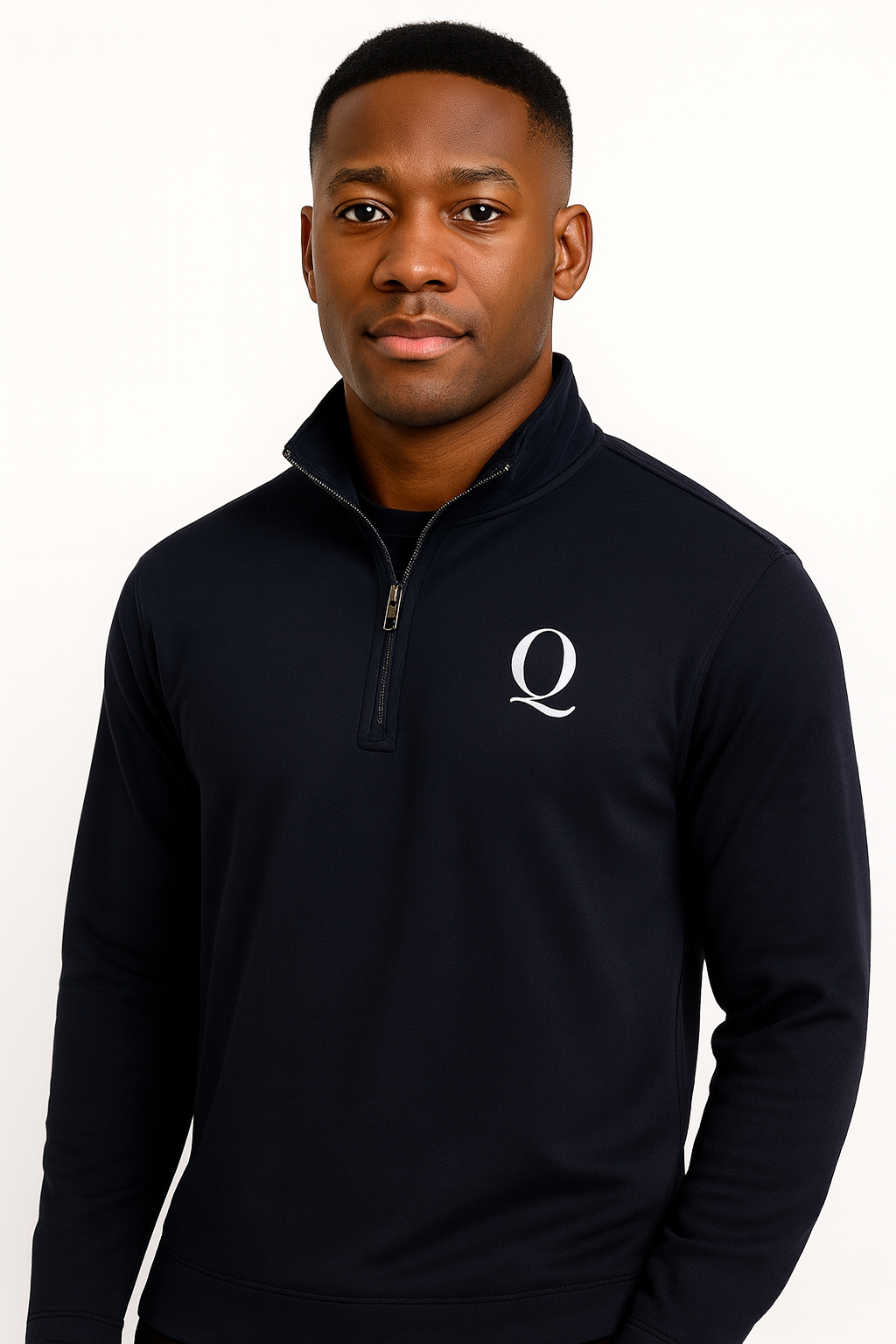 Embroidered Rayon Quarter Zipper Pullover